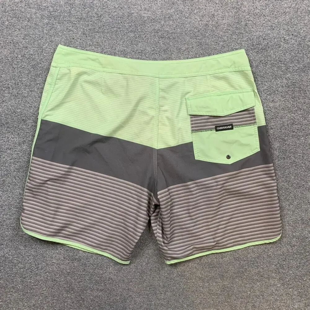 Quiksilver Board Shorts Men 38 Surfsilk Tijuana Highline Striped Beach Surf Swim